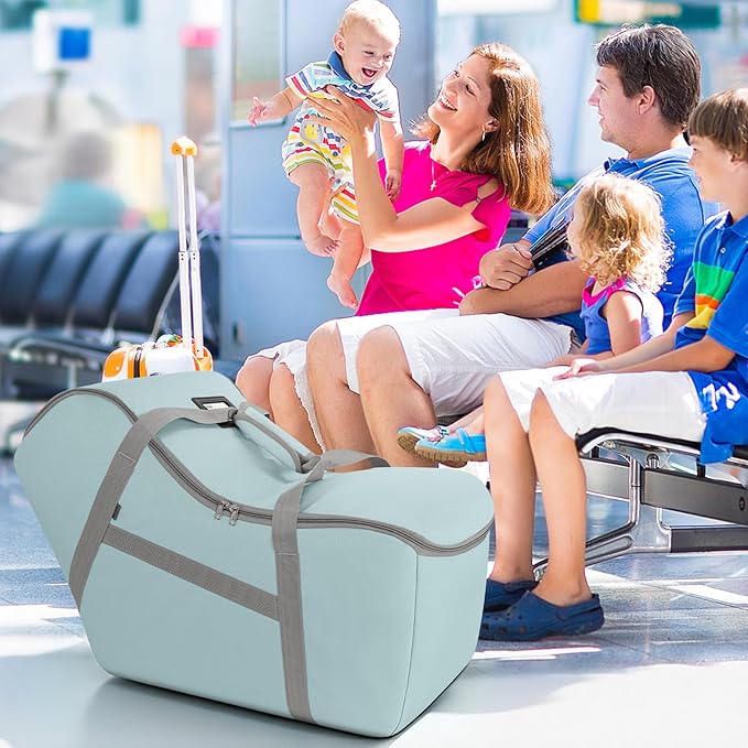 Padded Car Seat Bag Compatible with Most Nuna Pipa Car Seats UPPAbaby MESA V2 without Base & Chicco KeyFit 30 and Base, Car Seat Travel Bag for Airplanes, Light Cyan