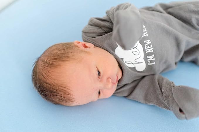 SheetWorld Baby Fitted Changing Pad Cover Sheet 16 x 33 inches, 100% Cotton Jersey Hypoallergenic Sheet, Unisex Boy Girl, Organic Baby Blue, Made in USA