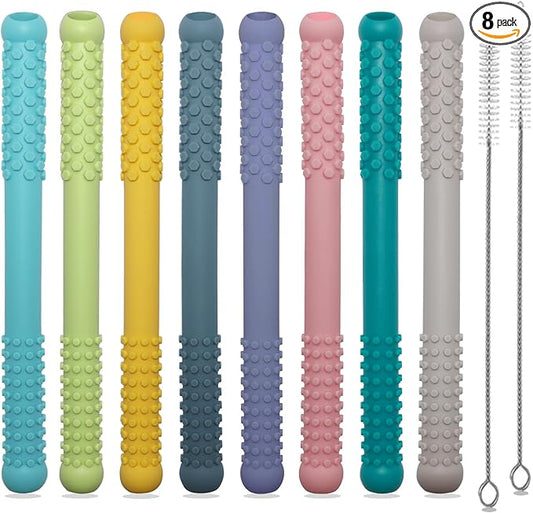 Hoaisun Teething Toys 3-6 Months 8 Pack, Silicone Teethers for Babies Nursing, Teething Tubes Sticks for Babies 6-12 12-18 Months, Autism Sensory Toys for Kids Chewing, Biting