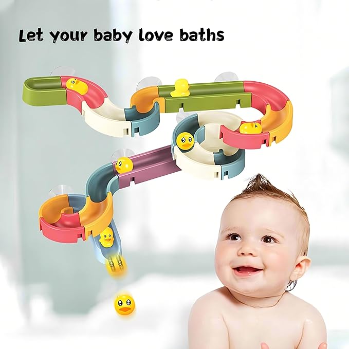 62 PCS Toddler Bath Toys for Kids Ages 3-5 4-8,Large Fun DIY Suction Cup Bathtub Mold Free Shower Toy Set,Duck Slide Building Game Toys for Ages 3 4 5 6 7 8 Year Old,Birthday Gift for Baby Boys Girls
