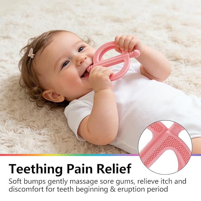 YAPROMO Silicone Teether Toys for 0-36 Months Babies, Teether Tubes for Teething Pain Relief - Anti-Choking Straw Tube Design, Sensory Teething Toys for Infants & Toddlers