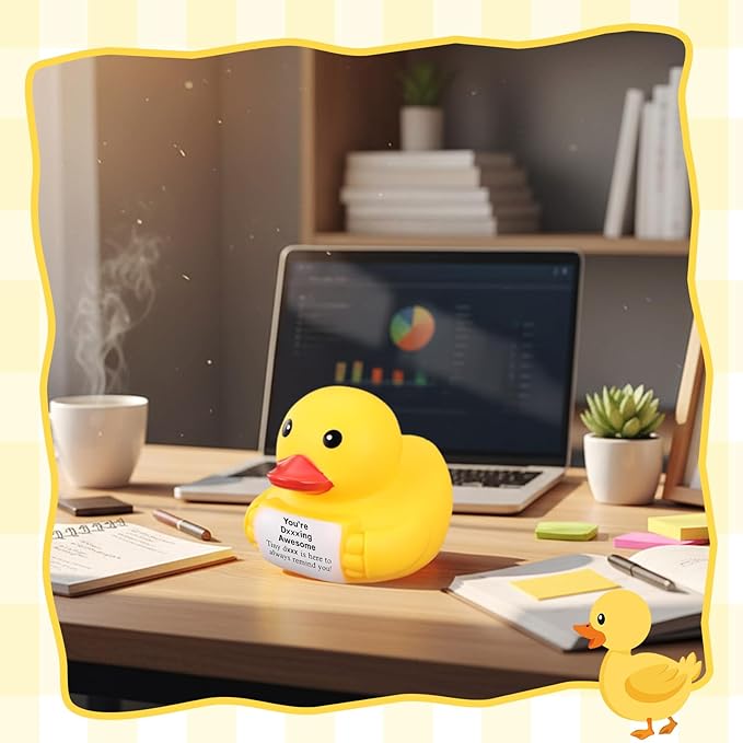 Civaner 7 Inch Emotional Giant Rubber Duck Big Jumbo Positive Yellow Duck Inspirational Gift Large Duckling Toy with Squeaky Sound for Men Coworker Colleges Graduation(You're Awesome)