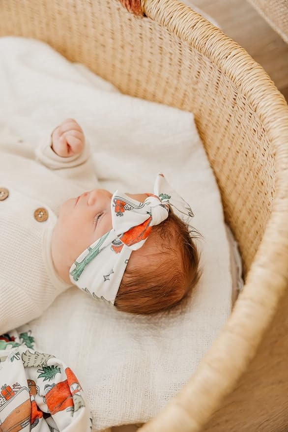 Copper Pearl Baby Stretchy Soft Knit Headband Bow Griswold
