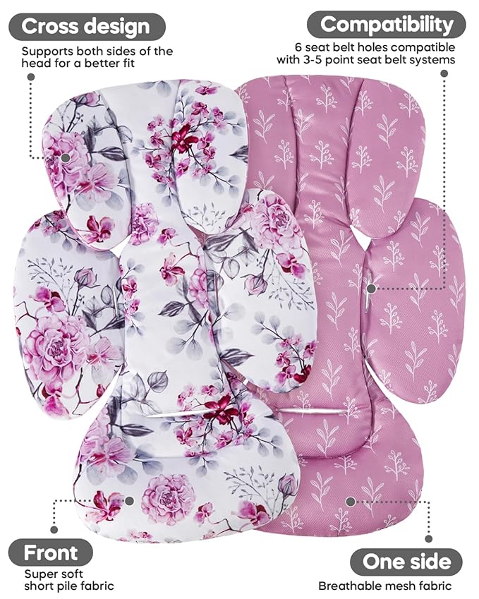 Infant Car Seat Insert for Newborn，Preemie Newborn Infant Insert, Newborn Car Seat Insert Head Body Support for Stroller, Baby Swing, Rocker, Bouncer, Bassinet, 2-in-1 Reversible