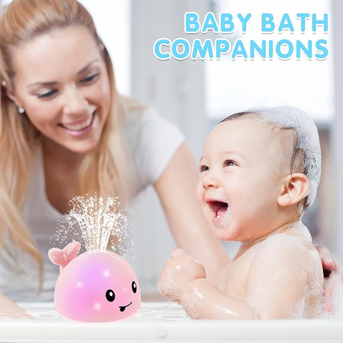 Whale Bath Toy Sprinkler, Baby Easter Basket Stuffers, Light Up Bath Toys for Kids Ages 1-3 Babies 6-12-18 Months, 1 2 3 Year Old Boys Girls Easter Toddler Birthday Gifts, Bathtub Pool Water Table Toy
