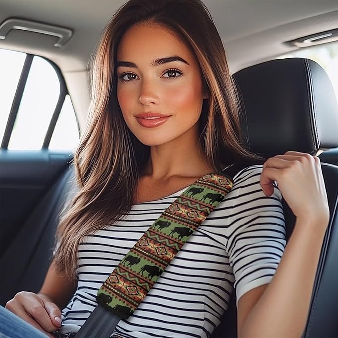 Seat Belt Cover Pad 2 Packs Car Seat Strap Covers Boho Pattern Non Slip Seatbelt Shoulder Pad Suitable for Car Seat Belt Backpack Shoulder Bag Birthdays Gifts Father