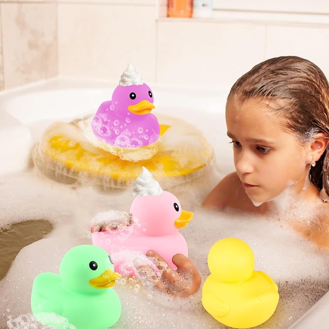 Deekin 6 Pcs 5 Inch Multicolor Large Rubber Duck Assortment Toy Duckies Bulk Giant Squeak Rubber Duckies for Kid Baby Bath Shower Pool Classroom Summer Beach Activity