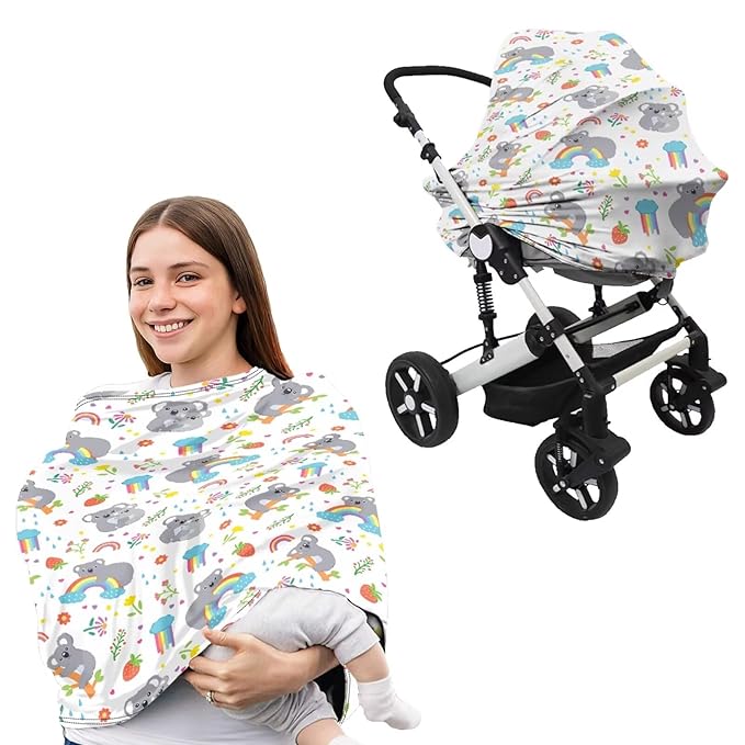 Koala Basket Covers for Baby Infant Carseat Canopy Small Flowers Nursing Pillow Cover for Baby Boy Girl Newborn Replaceable Cuddle Pillow Slipcover