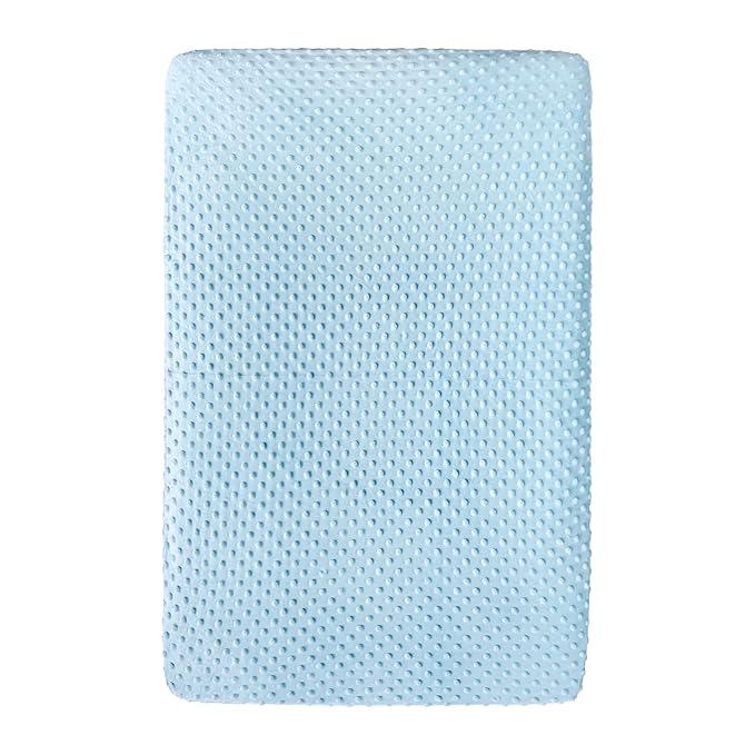 KiddyKloud Mini Fitted Sheet for Mini Crib, Pack n Play Playard Sheet 38 x 24.5 x 5 Inches | Minky Fabric (Light Blue)