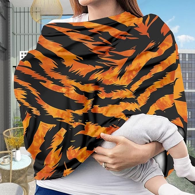 Forchrinse Tiger Stripes Baby Car Seat Canopy for Boys Girls Car Seat Cover Soft Nursing Breastfeeding Cover for Mom