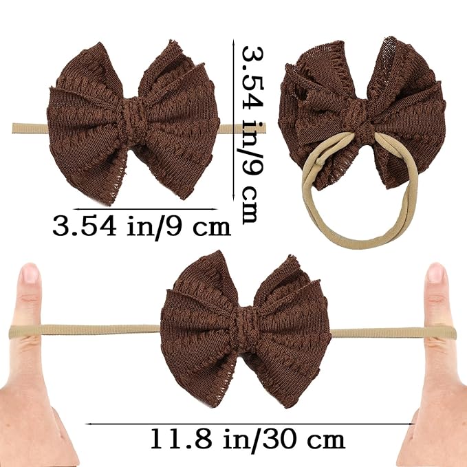 Big Waffle Knitting Hair Bow Headbands, Baby Girl Soild Color Hair Bands 12Pcs Hair Accessories for Newborn Toddlers Kids(KX big bow 12PCS)