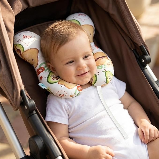 Baby Travel Pillow, U-Shape Pillow for Car Seat, Stroller and Pushchair, Soft Lightweight Baby Travel Accessory (Avocado)
