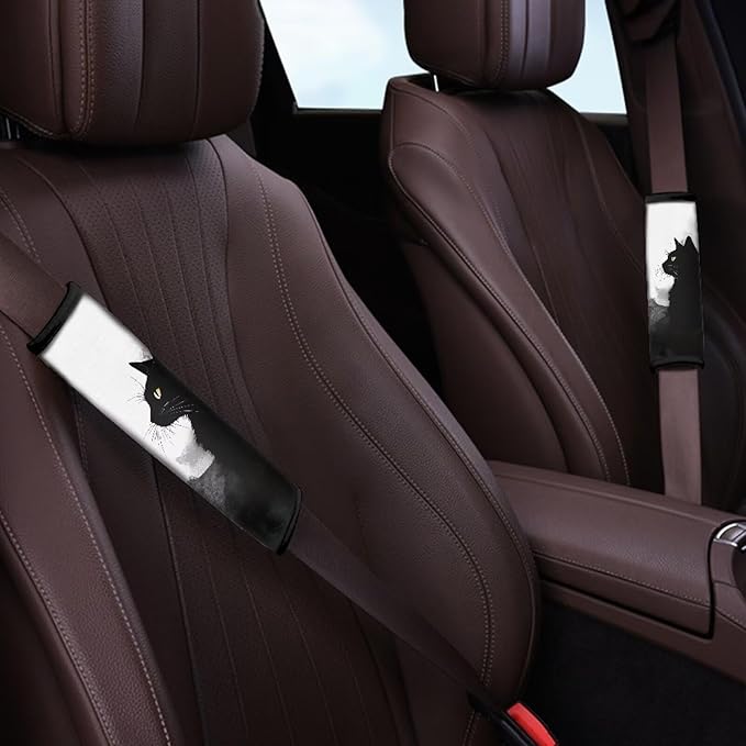 Car Seat Belt Pads Black Cat Automotive Seat Belt Pads Seat Belt Neck Protector Seat Belt Shoulder Pads Car Seat Belt Cover 4 Pack Seat Belt Cover Auto Seat Belt Cover Seatbelt Shoulder Pad