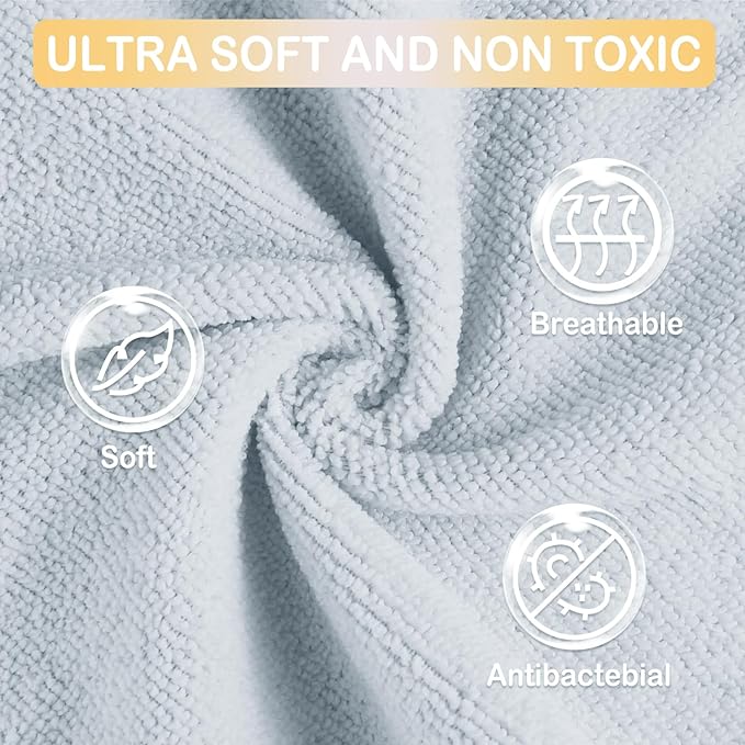 Baby Washcloths, 24Pack Baby Wash Cloths Extra Soft & Ultra Absorbent, Baby Towels and Washcloths Face Towels for Unisex Boys Girls Body, Washclothes Gentle on Sensitive Skin, 9x9 Shark