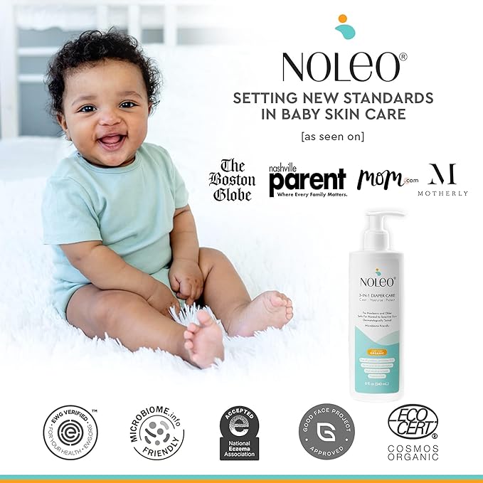3-in-1 Diaper Care - Baby Cream, Cleanser & Baby Lotion Organic - Diaper Rash Cream - Baby Diaper Rash Ointment - Baby Care Products - Diaper Cream to Clean, Moisturize & Protect Baby Skin, 8 oz