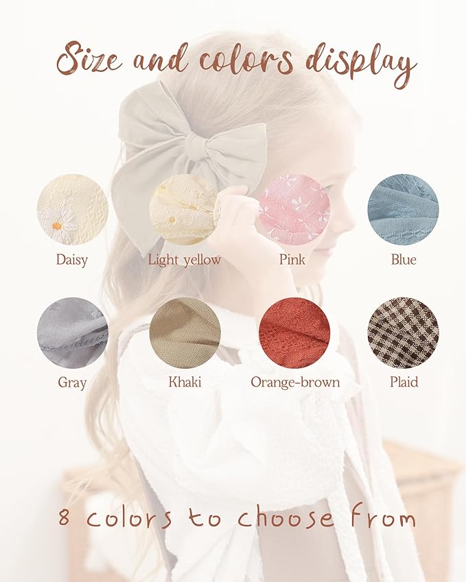 doboi 8PCS Baby Girls Hair Clips Fable Hair Bows Cotton Linen Bows for Girls Hair Accessories for Baby Toddlers Kids