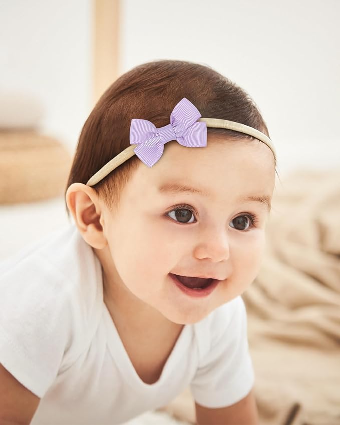 doboi 30PCS Baby Girls Headbands Hair Bows Nylon Grosgrain Ribbon Hairbands Solid Color Handmade Hair Accessories for Newborn Infant Toddlers Little Girl and Kids