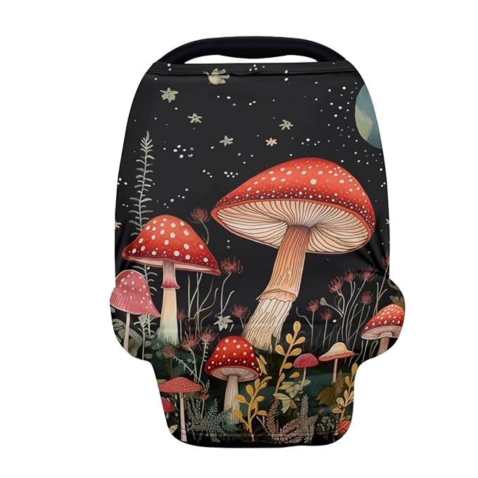 Youngerbaby Mushroom Nursing Cover Carseat Canopy Car Seat Covers for Babies Mom Breastfeeding Scarf Infant Multi Use Cover for Baby Stroller Shopping Cart Feeding High Chair