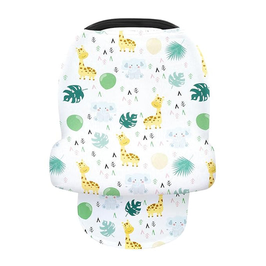 Nursing Cover for Breastfeeding Multi Use Baby Car Seat Cover Canopy Breastfeeding Scarf Stroller Cover for Mom Baby (Green and Yellow)