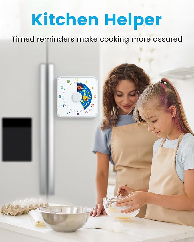 BellMan 8 Inch Large Visual Timer for Kids and Adults, Non-Ticking Visual Countdown Timers with 5 Music Alarm for Classroom Desk Countdown Clock with Magnetic Backing (White)