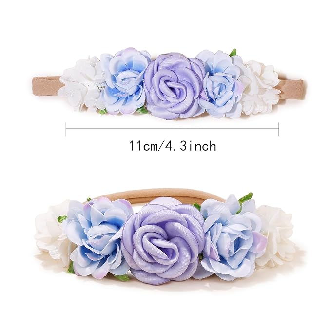 New Model Baby Girl Nylon Headbands Nylon Flower Elastic Hairbands 3pcs Hair Accessories Gift for Newborn Infant Toddlers (BF-XKFD006)