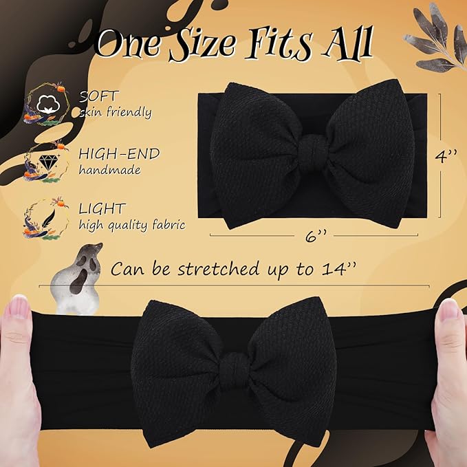 Halloween Baby Girl Bows Elastic Nylon Halloween Hairbands Headbands with Bows for Newborn Hair Accessories 2 PCS