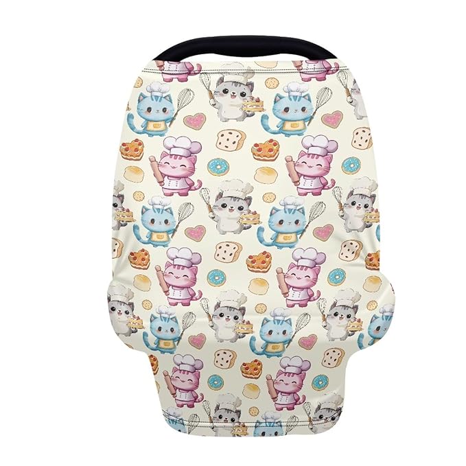 AFPANQZ Cartoon Cats Baby Car Seat Canopy Nursing Cover Sunflower Breastfeeding Scarf Shopping Cart Covers Stroller Sunshade High Chair Cover Car Seat Covers Girls