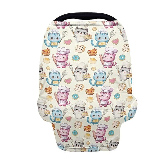AFPANQZ Cartoon Cats Baby Car Seat Canopy Nursing Cover Sunflower Breastfeeding Scarf Shopping Cart Covers Stroller Sunshade High Chair Cover Car Seat Covers Girls