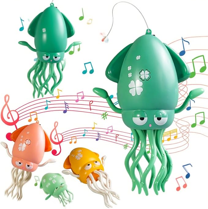 Qxbuhe Dancing Octopus Toy,Smart Tentacle Explorer,Crawling Dancing Automatic Obstacle Sensor Toys,Electric Crawling Octopus with LED Lights & Music (Green)