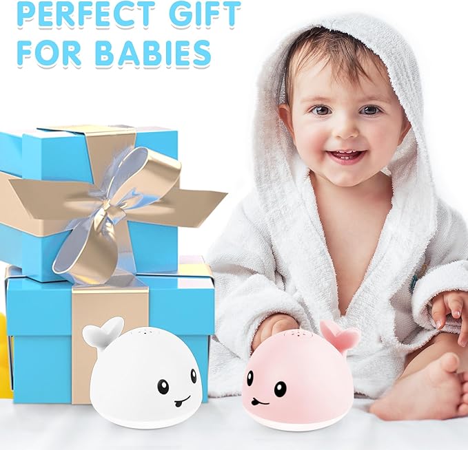 Whale Bath Toy Sprinkler, Baby Easter Basket Stuffers, Light Up Bath Toys for Kids Ages 1-3 Babies 6-12-18 Months, 1 2 3 Year Old Boys Girls Easter Toddler Birthday Gifts, Bathtub Pool Water Table Toy