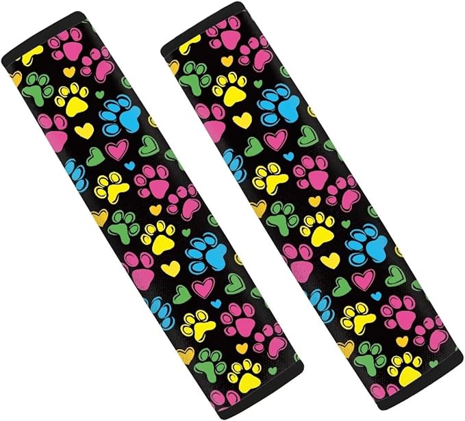 Seat Belt Cover Pad for Kids 2 Pack Dog Paw Prints Soft Car Seat Shoulder Strap Pads Seatbelt Straps Cover Seatbelt Covers Compatible with Most Car Neck Protector