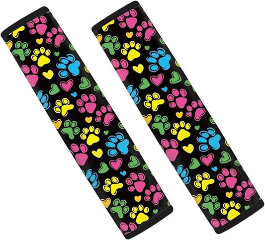 Seat Belt Cover Pad for Kids 2 Pack Dog Paw Prints Soft Car Seat Shoulder Strap Pads Seatbelt Straps Cover Seatbelt Covers Compatible with Most Car Neck Protector