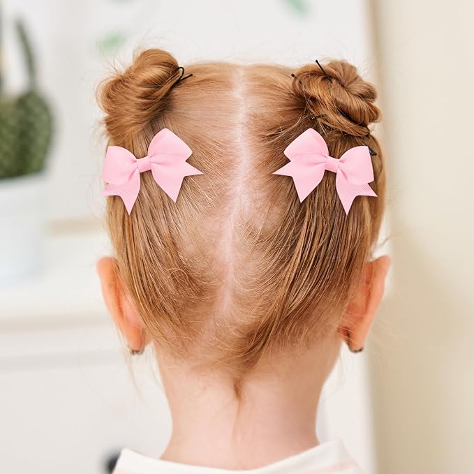 choicbaby 8pcs Baby Girl Hair Bow Clips Set, Pink Toddler Hair Clips Boutique Grosgrain Ribbon Bow Hair Barrettes Accessories for Infant Toddler Kids