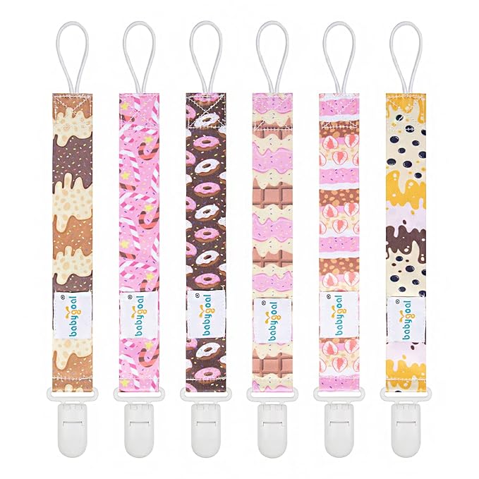 babygoal Pacifier Clips, 6 Pack Binky Paci Holder Leashes Fits for Most Baby Pacifiers and Binkies