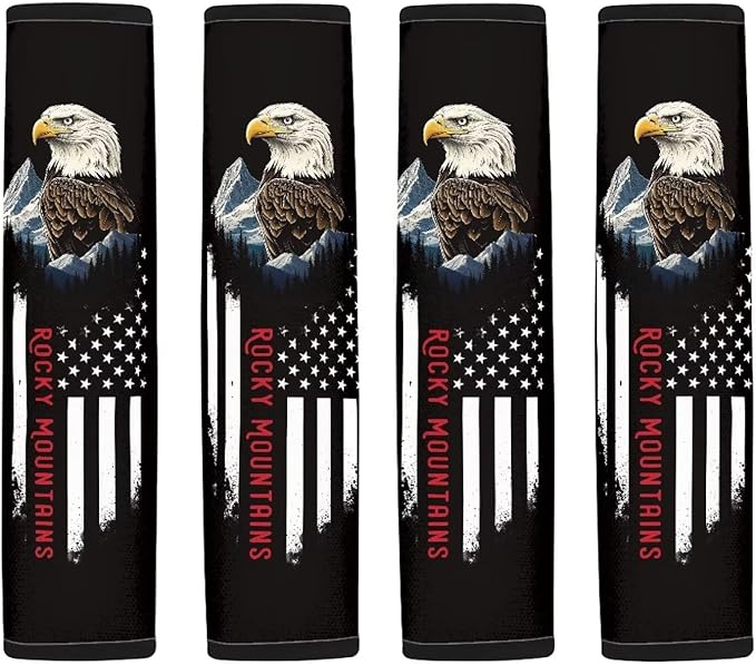 AFPANQZ Eagle 250 Years Car Seat Belt Pads Covers Harness Shoulder Straps Pad Cushion Safety Seatbelt Pillow Cover for Adults Comfortable Driving Adjustable Universal Fit