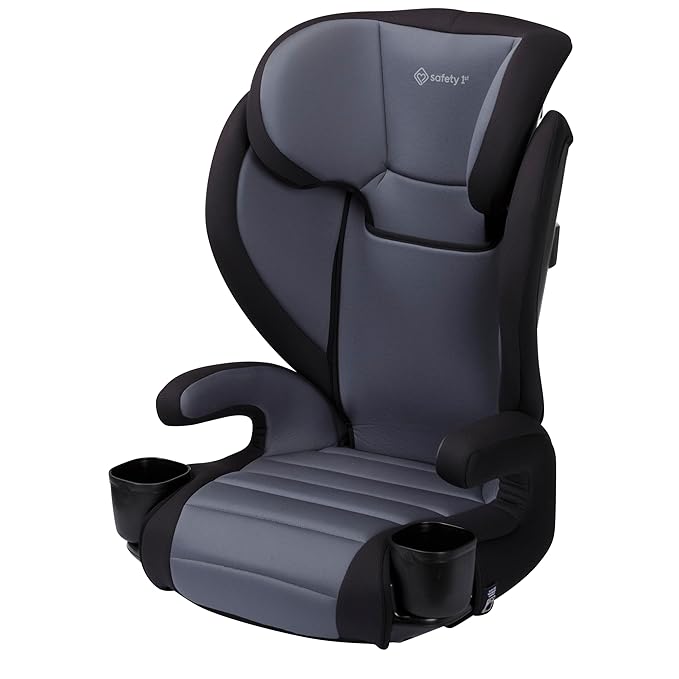 Safety 1st Grow and Go 2-in-1 Booster Car Seat with ComfortWings, Converts High-Back to Backless, 19" Wide, Fits 3 Across, Lightweight, Foldable, Easy-Clean, Cup Holders, 40-100 lbs, Black Sand