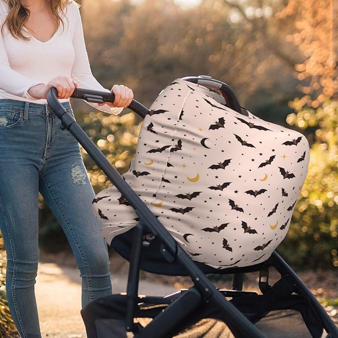 Halloween Bat Baby Car Seat Covers Carseat Canopy Soft Infant Stroller Cover Nursing Breastfeeding Covers for Girls Boys Newborn