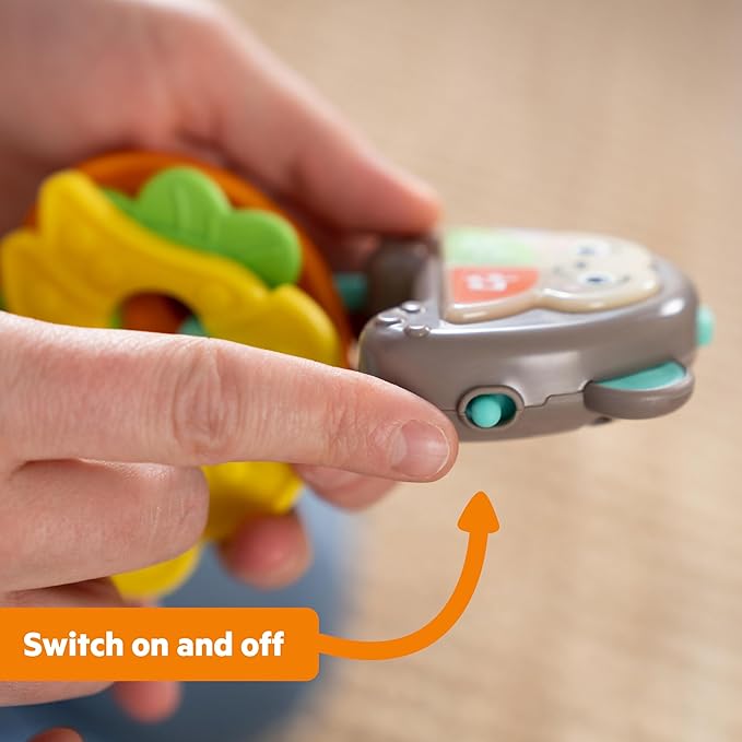 Bright Starts Musical Monkeys Baby Toy - Sensory Toy with Lights, Textured Fruit Keys Teethers, and 10+ Car Sounds, for Ages 6 Months+