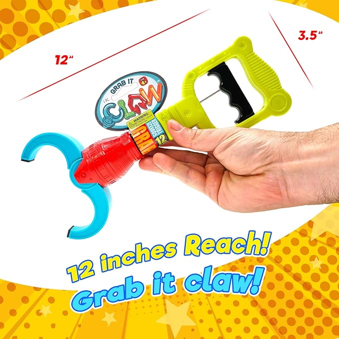 JA-RU Grab It Claw Grabber Toy (12 Pack) – 12 Inch Robot Claw Grabber Pickup Tool for Kids, Hand Eye Coordination Toys, Robot Party Favors, Birthday Gifts & Classroom Prizes. 5617-12s