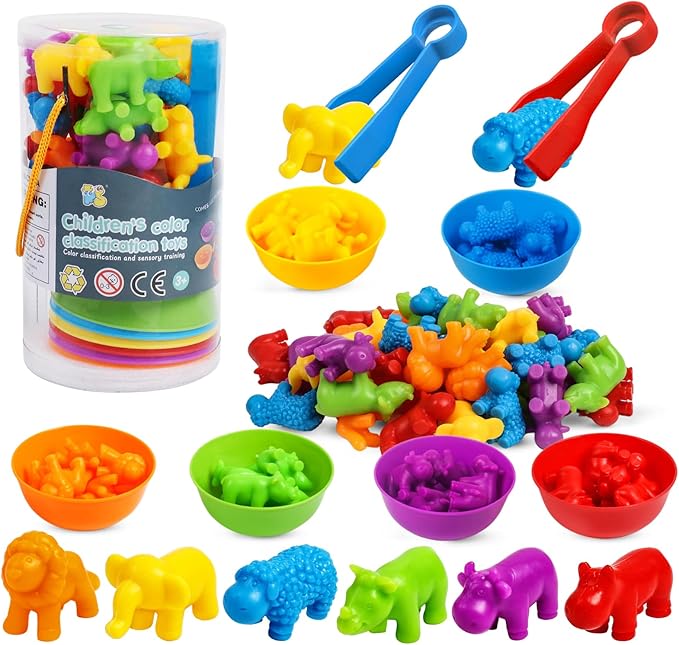 Counting Dinosaurs Toys Matching Games Sorting Learning Activities Preschool Manipulatives Montessori Fine Motor Skills Toys for 3 4 5 Years Old Boy Girl Kids Toddler