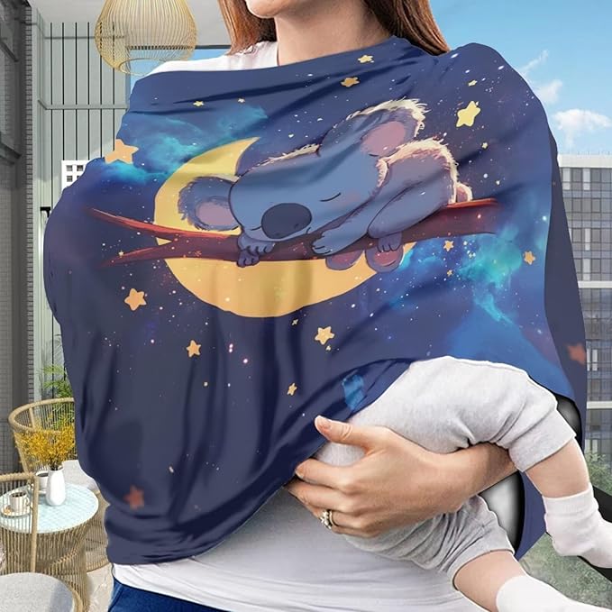 Youngerbaby Koala Galaxy Nursing Cover Breastfeeding Soft Infant Carseat Canopy Stretchy Breathable Cover for Stroller High Chair Shopping Cart Canopies