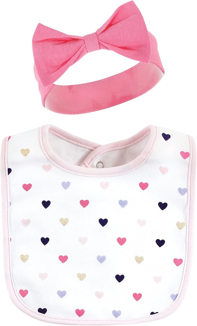 Hudson Baby Unisex Baby Cotton Bib and Headband Set