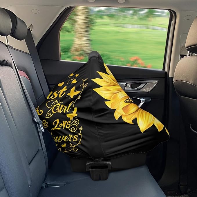 AFPANQZ You are My Sunshine Sunflowers Nursing Cover Breastfeeding Covers Stretch Babies Car Seat Cover Gender Neutral Soft Breathable Infant Carseat Canopy Shopping Cart Stroller Canopy Gifts Black