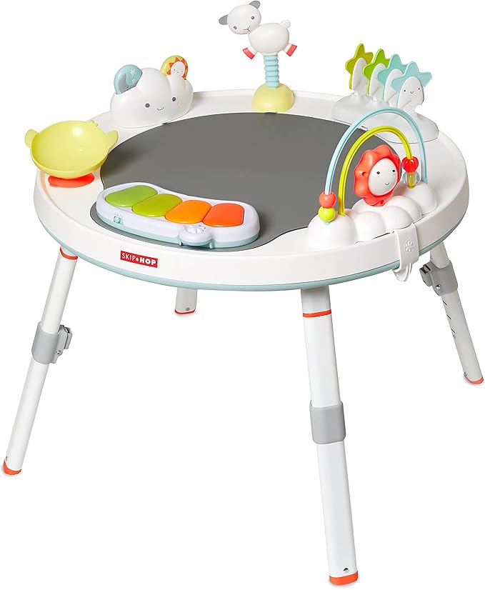 Skip Hop Gift Set of 3 in 1 Baby Activity Center, 4mo+, Silver Lining Cloud + Skip Hop 3-Stage Developmental Learning Crawl Toy, Explore & More Follow-Me Bee