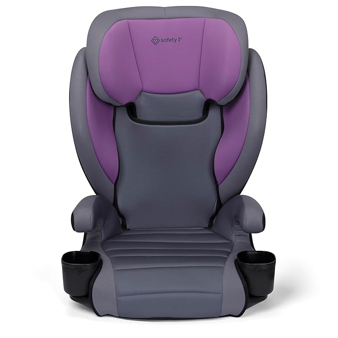 Safety 1st Grow and Go 2-in-1 Booster Car Seat with ComfortWings, Converts High-Back to Backless, 19" Wide, Fits 3 Across, Lightweight, Foldable, Easy-Clean, Cup Holders, 40-100 lbs, Crushed Grape