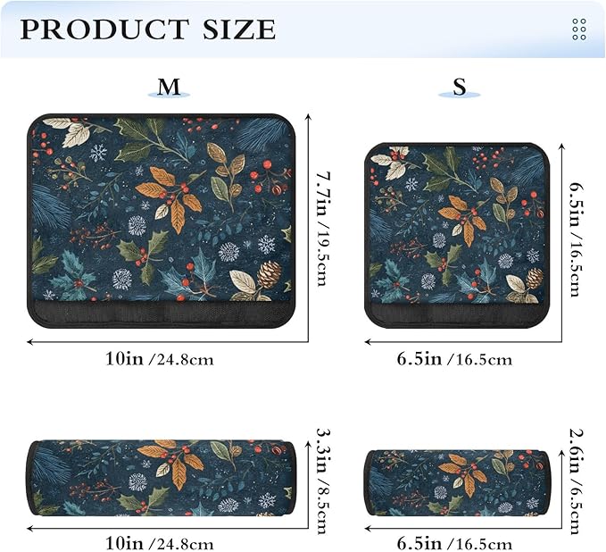 2 Pack Seatbelt Covers Seat Belt Cover Pad for Adults Boys Girls Car Seat Strap Covers Pads Cushion Universal Shoulder Strap Pad Protector for Backpack Camera Bag 10x7.7Inch Vintage Blue Holly Leaves