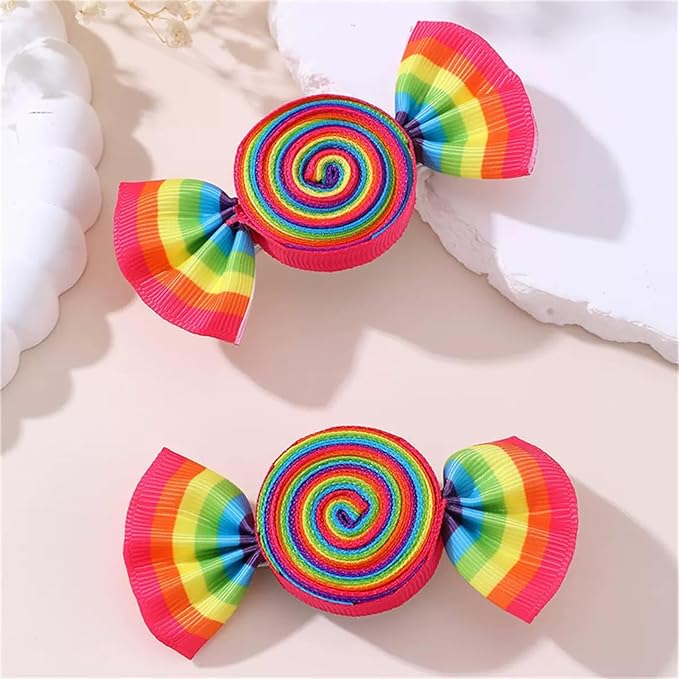Valentine's Day Candy Rainbow Hair Clips Red Candy Hair Bow for Girls Hair Accessories for Women Child
