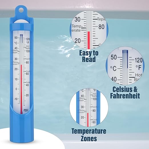 Swimming Pool Thermometer 230 mm - Scoop Sampling Water Temperature Thermometer for Bath Swimming Pool Ice Bath - Easy to use Water Thermometer