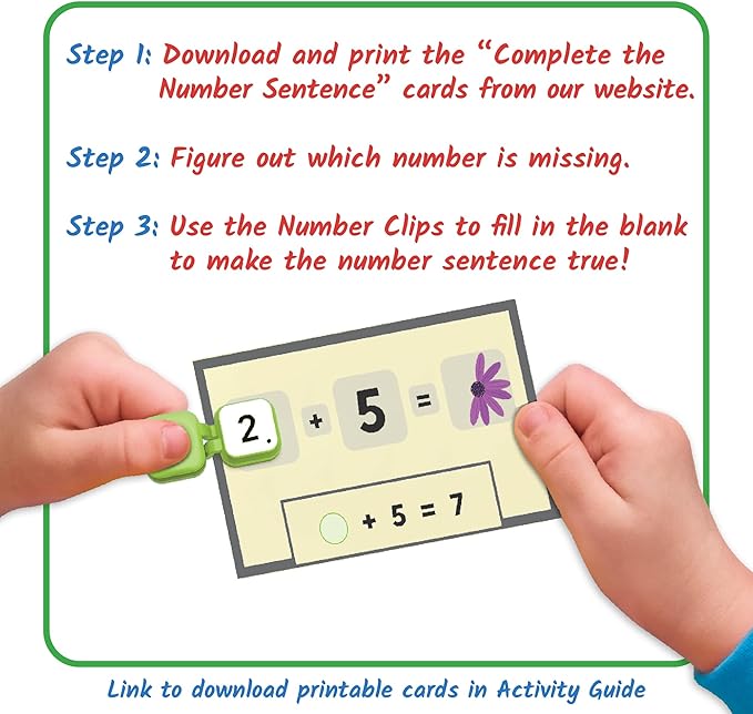 Hand2Mind Learn My Numbers Fine Motor Clips - Kids Clothespin Activities, Toddler Numbers & Counting, Preschool Learning Activities, Montessori Math