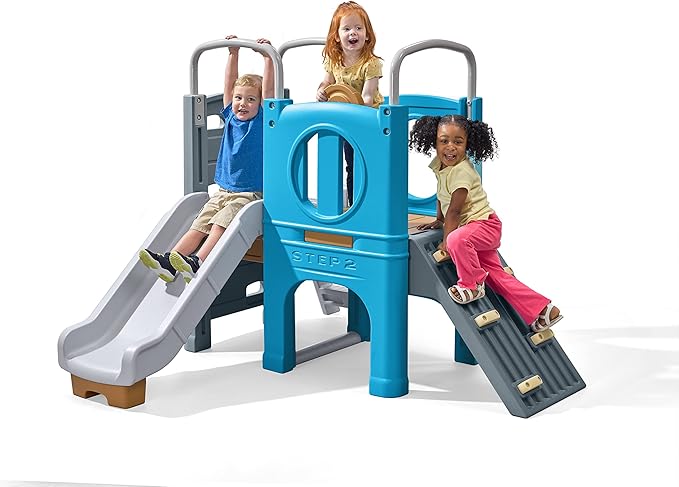 Step2 Scout & Slide Climber, Kids Outdoor Playset, Backyard Playground Set, Slide, Climbing Wall, Tunnel, Outside Vintage Style Jungle Gym, for Toddlers 2-6 Years Old